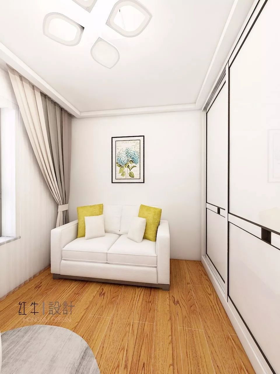 南京四季金輝90平米現(xiàn)代簡約風格裝修  跳躍色彩讓空間更靈動07