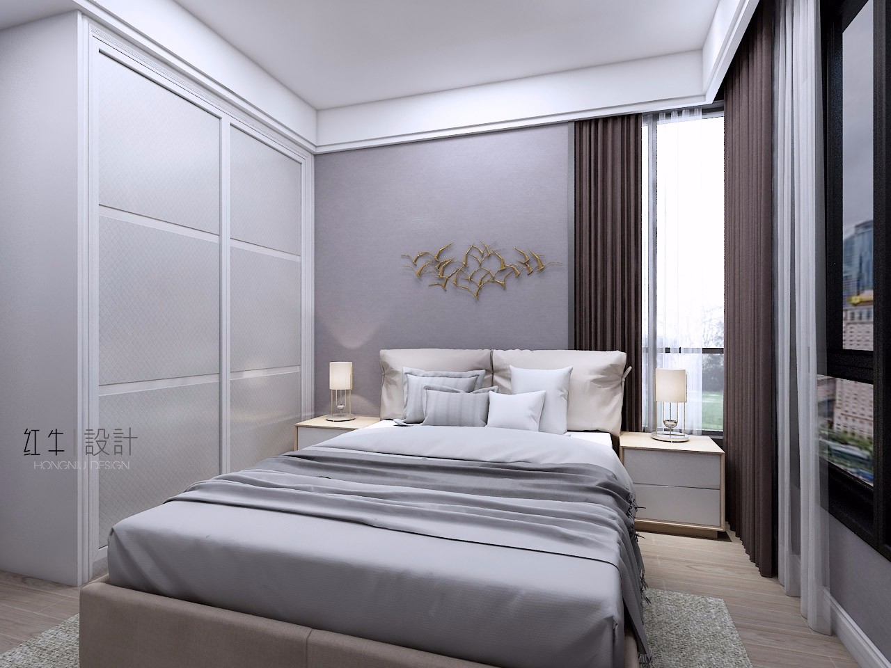 南京保利國際社區(qū)95平米現(xiàn)代簡約風(fēng)格裝修06次臥_水印