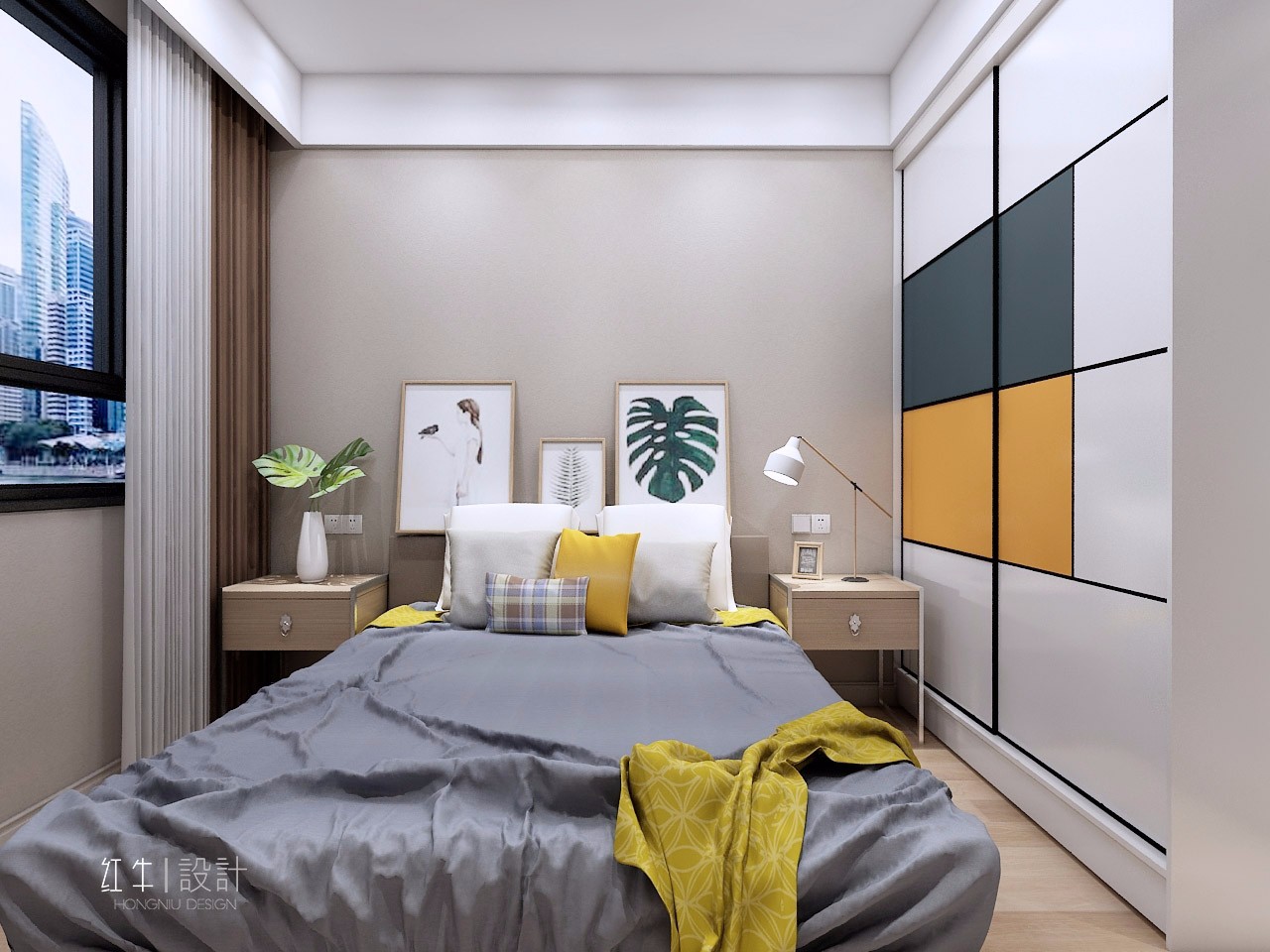 南京保利國際社區(qū)88平米現(xiàn)代簡約風(fēng)格裝修07次臥_水印