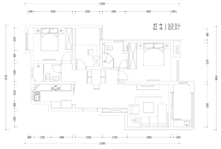 水印860x580_余瑋_南京市浦口區(qū)融僑觀邸106㎡現代風格裝修_平面圖