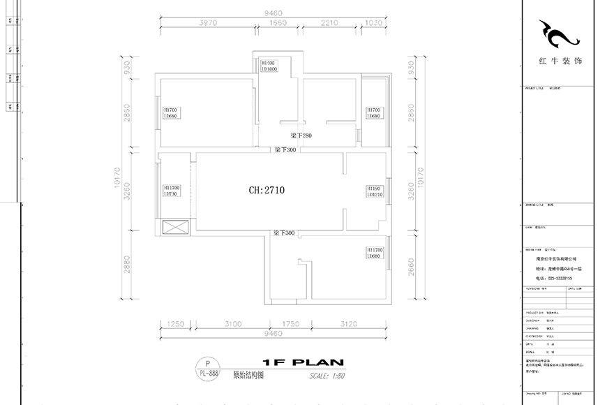 劉曉芳-保利國際社區(qū)-95㎡-現(xiàn)代風格_原始結(jié)構(gòu)圖