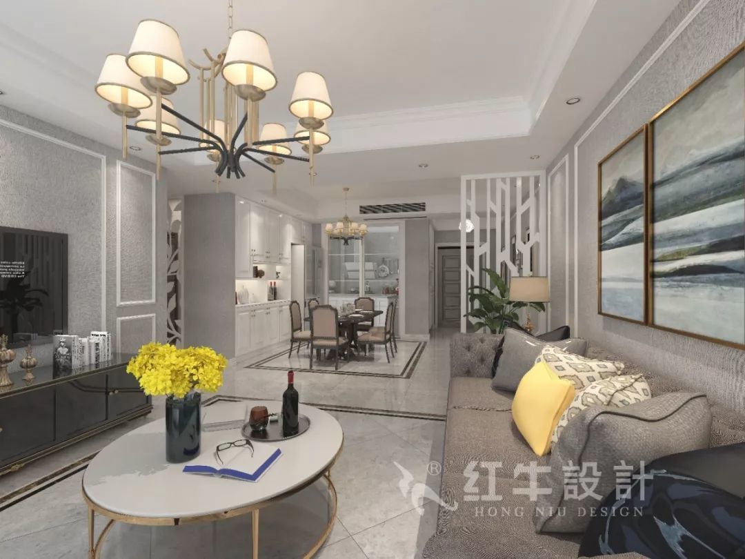 南京老房翻新--即便少掉一個(gè)衛(wèi)生間，也要單獨(dú)的衣帽間！12仇美蓉_康盛花園115㎡輕奢風(fēng)格裝修效果圖_客廳