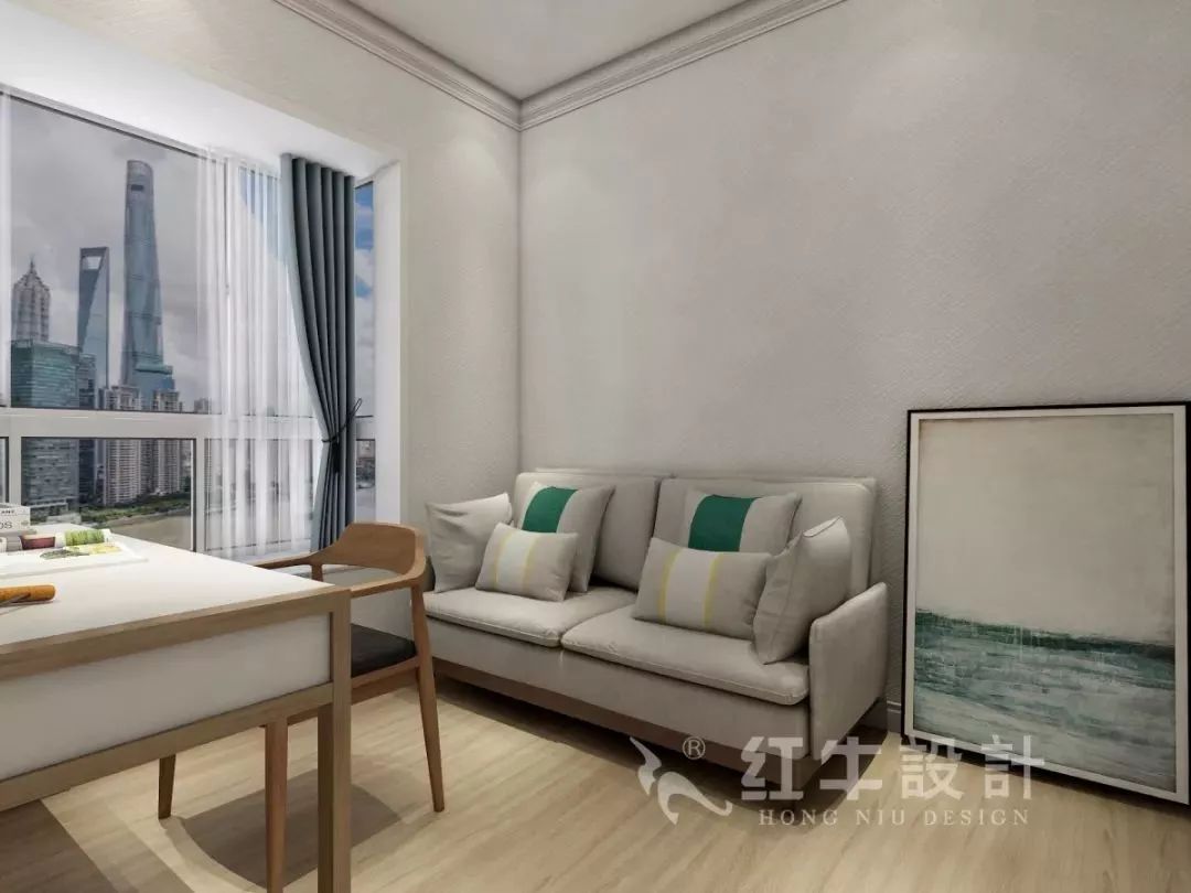 南京老房翻新--即便少掉一個(gè)衛(wèi)生間，也要單獨(dú)的衣帽間！17仇美蓉_康盛花園115㎡輕奢風(fēng)格裝修效果圖_書房