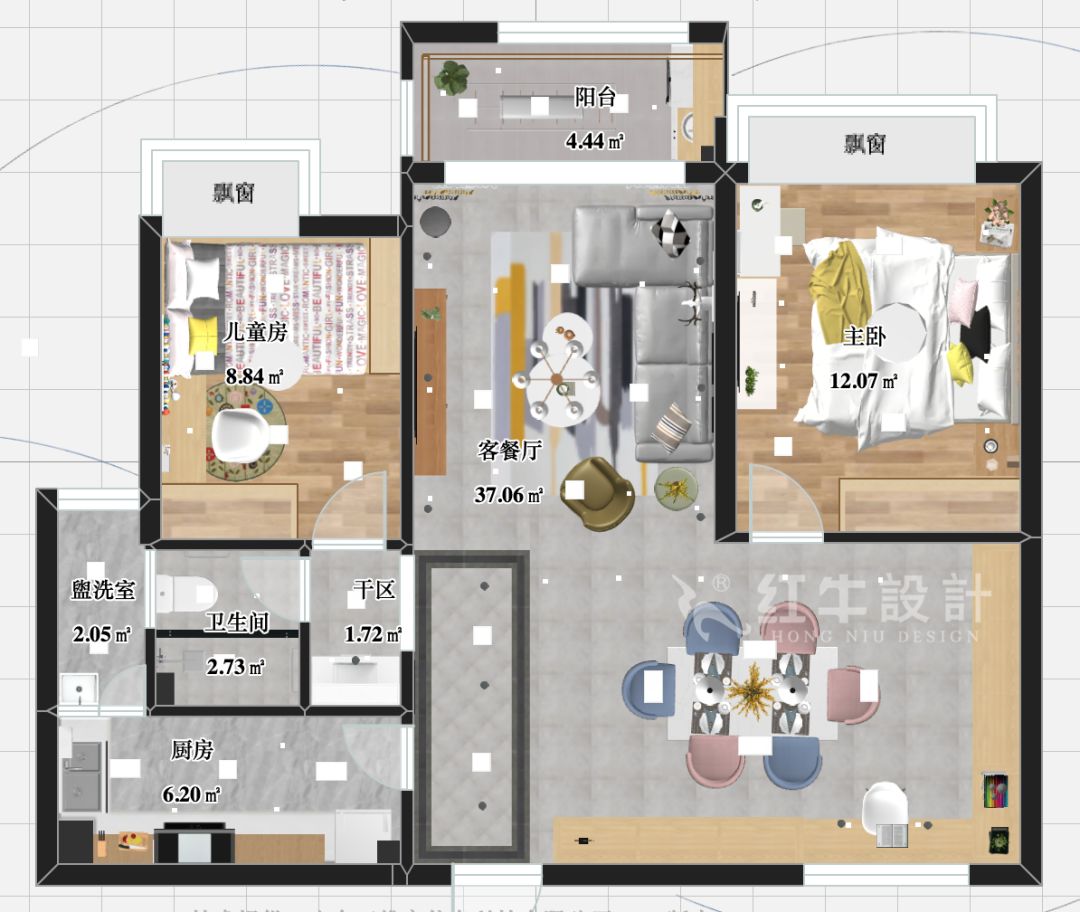 南京萬達(dá)茂99㎡北歐風(fēng)格--摒棄繁瑣的裝飾，打造簡(jiǎn)潔明亮的家居空間！02▲平面圖