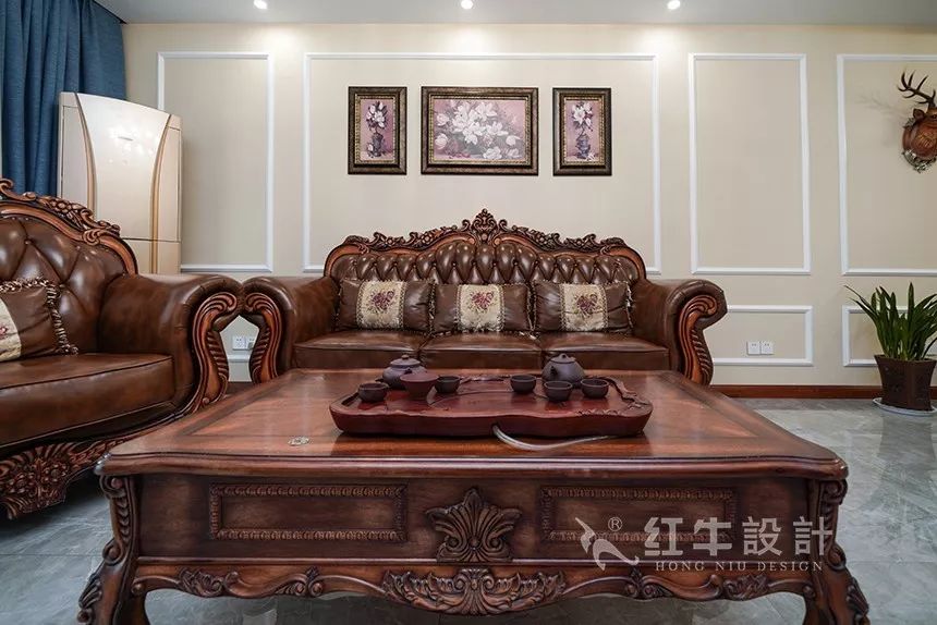 碧桂園鳳鳴苑160㎡簡美風(fēng)格--喜歡深色家具的看過來06客廳效果