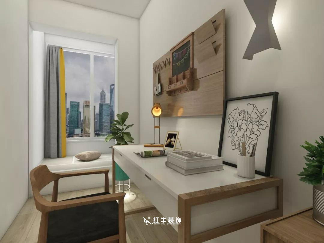 南京商苑新村120㎡現代簡約--深淺有致的色彩搭配08書房設計+logo