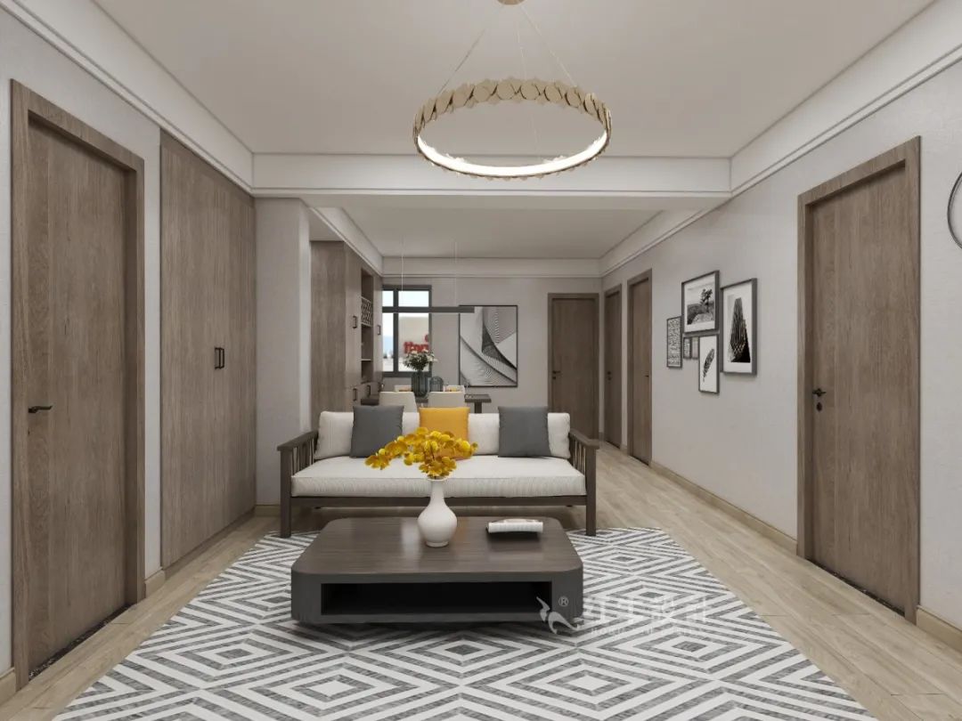 劉萍萍_花崗鴻福城132㎡現(xiàn)代簡(jiǎn)約風(fēng)格_兩套小戶型打通變大宅，中西雙廚房+衣帽間打造品質(zhì)生活！06客餐廳