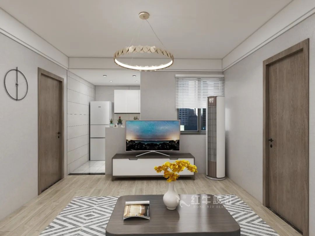 劉萍萍_花崗鴻福城132㎡現(xiàn)代簡(jiǎn)約風(fēng)格_兩套小戶型打通變大宅，中西雙廚房+衣帽間打造品質(zhì)生活！07客廳