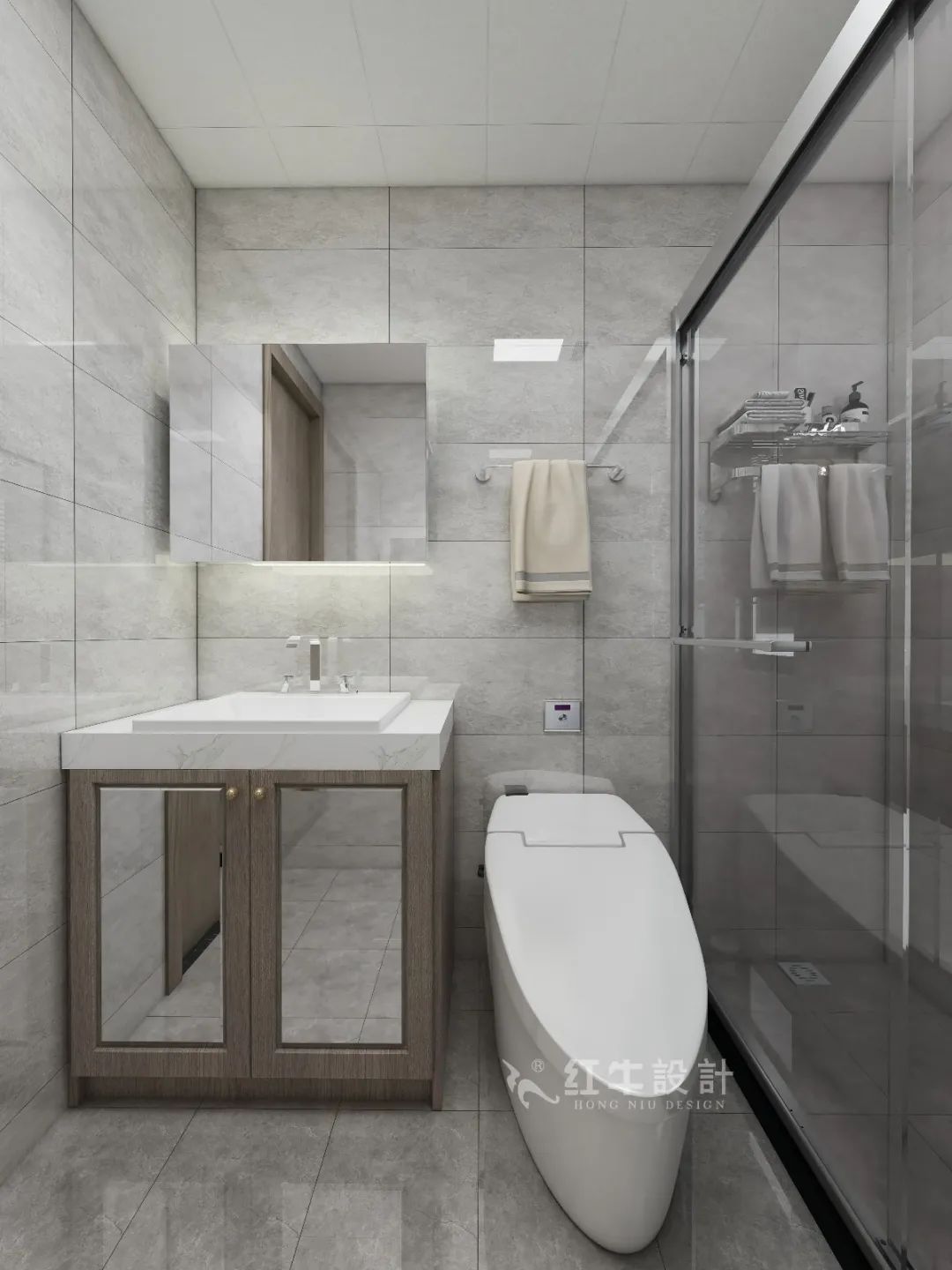 劉萍萍_花崗鴻福城132㎡現(xiàn)代簡(jiǎn)約風(fēng)格_兩套小戶型打通變大宅，中西雙廚房+衣帽間打造品質(zhì)生活！17衛(wèi)生間