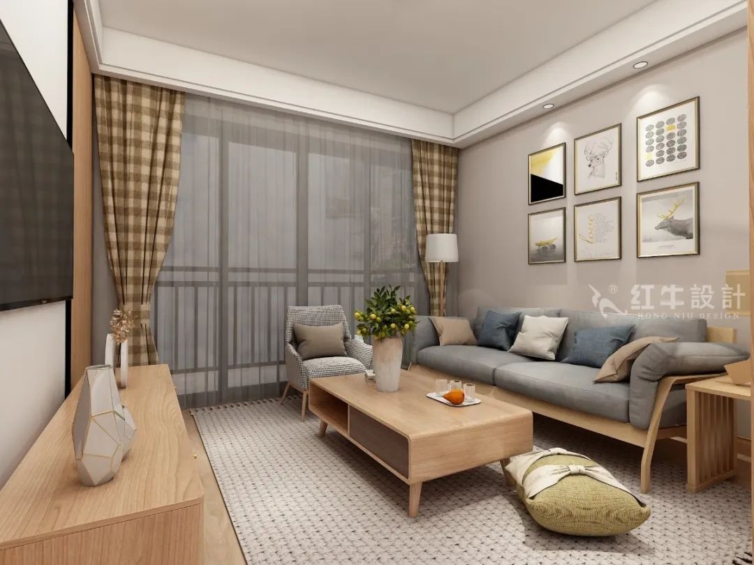 劉曉芳_紅牛設(shè)計(jì)--電建洺悅府89㎡日式風(fēng)格06效果圖欣賞_客廳效果圖