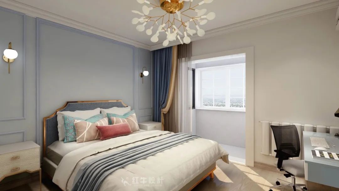 魏明花_紅牛設(shè)計--大名城 · 紫金九號118㎡輕奢風(fēng)格08效果圖欣賞_次臥