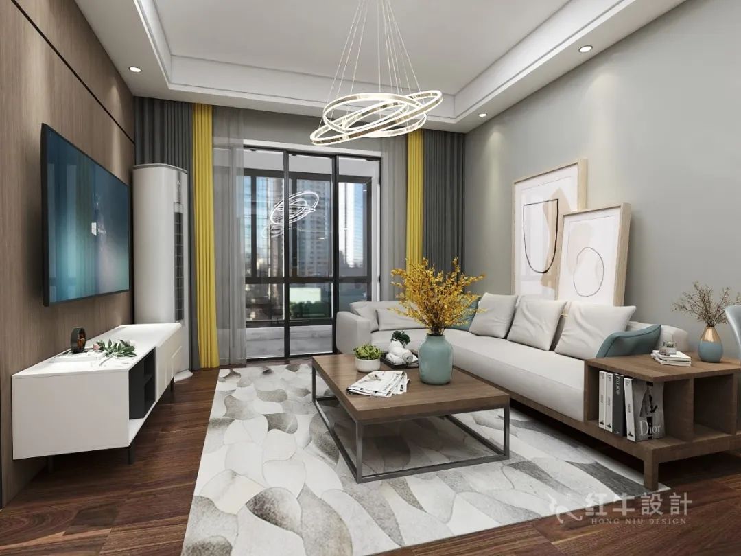 吳波_紅牛設(shè)計(jì)--中垠紫金官邸100㎡（B戶型）現(xiàn)代簡(jiǎn)約04效果圖欣賞_客廳