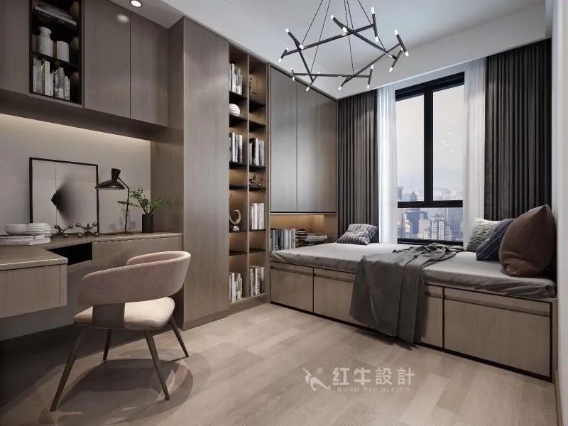 吳波_紅牛設(shè)計(jì)--中垠紫金官邸100㎡（B戶型）現(xiàn)代簡(jiǎn)約07效果圖欣賞_書房