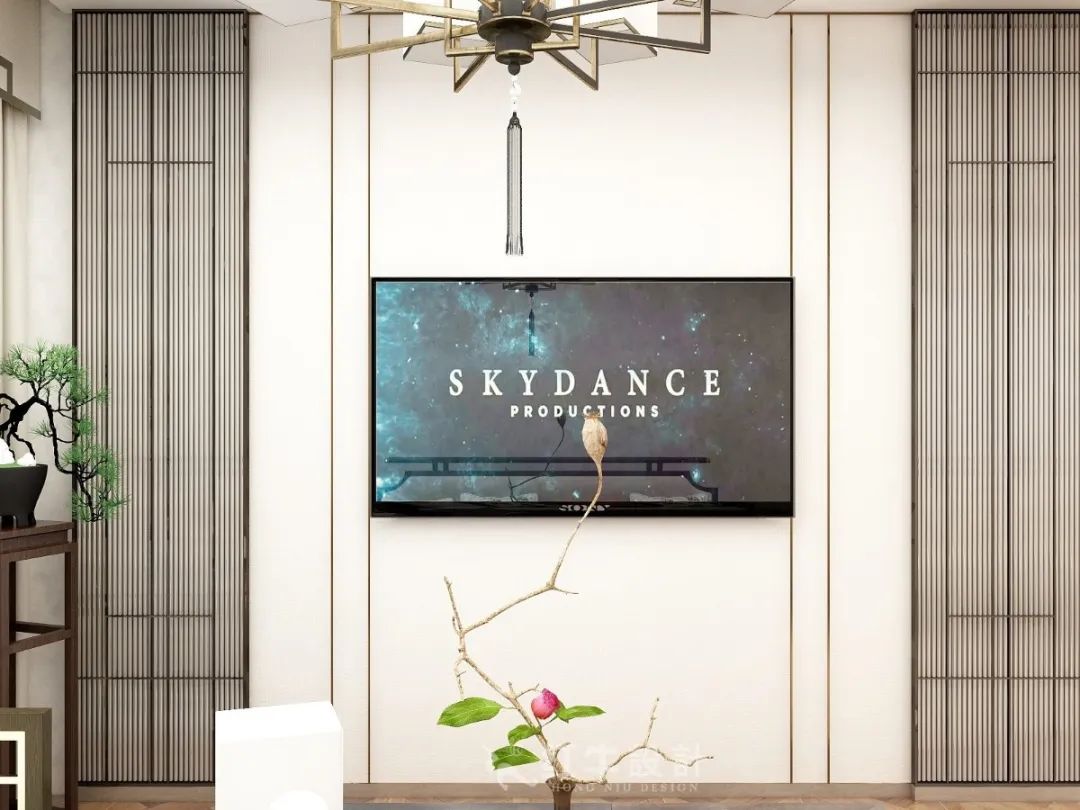 朱明琪_紅牛設(shè)計--中垠紫金官邸105㎡(C3戶型)新中式風(fēng)格06效果圖欣賞_客廳