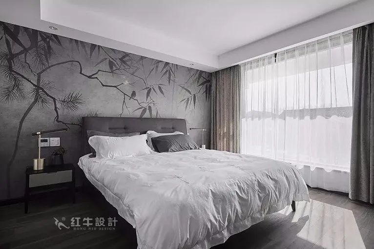 朱明琪_紅牛設(shè)計--中垠紫金官邸105㎡(C3戶型)新中式風(fēng)格09效果圖欣賞_臥室