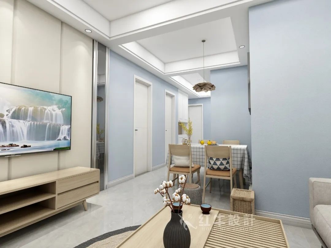 孟憲濤_紅牛設(shè)計--中垠紫金官邸109㎡（D戶型）現(xiàn)代北歐05效果圖欣賞_餐廳過道