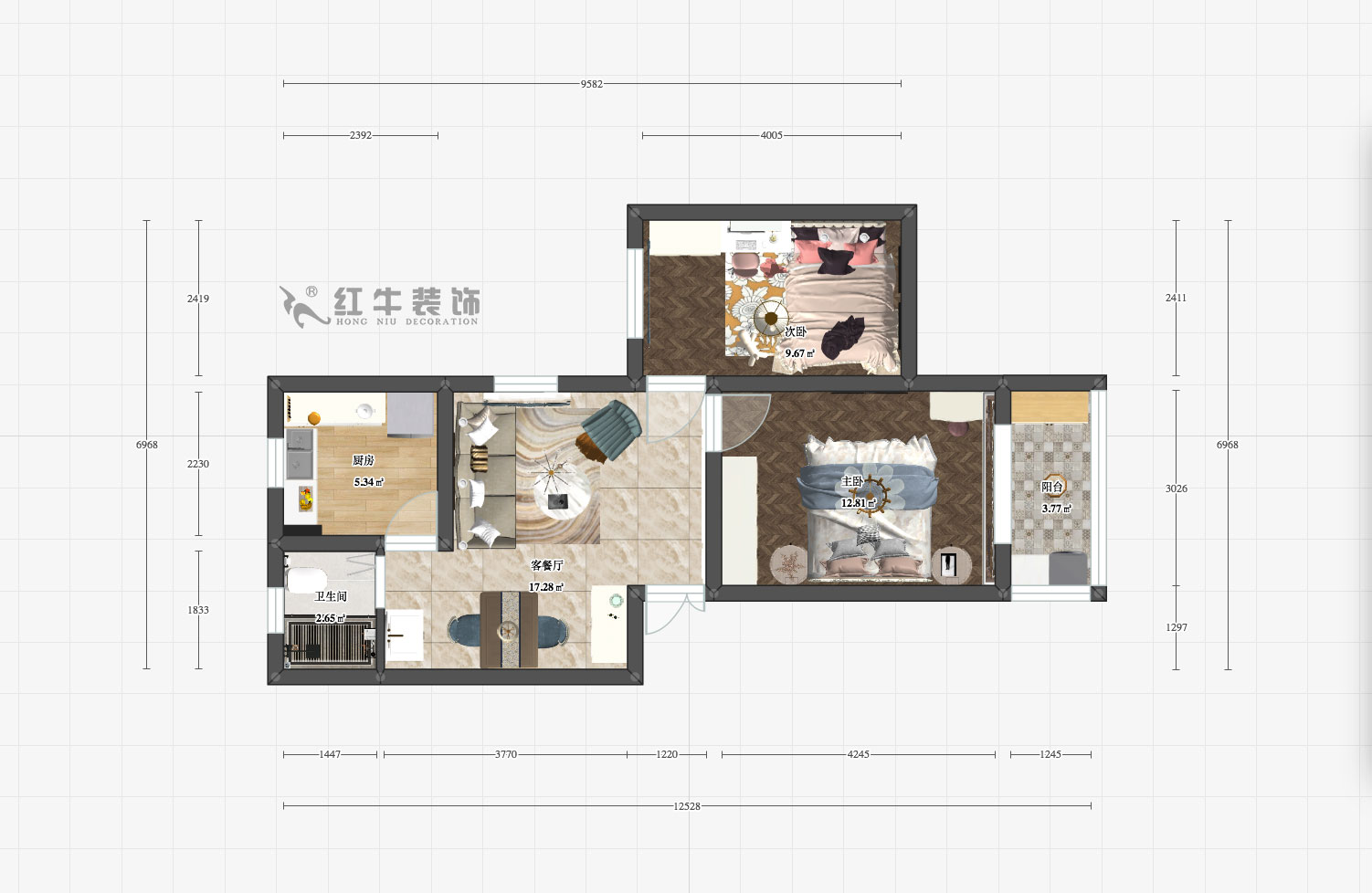 朱明琪_華隆新寓45-201-66㎡-簡歐風格_平面+logo