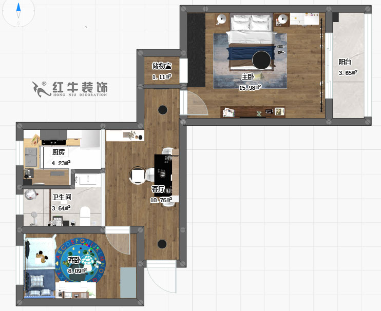 吳波_御河新村15-1-603-60㎡-現代風格_平面圖