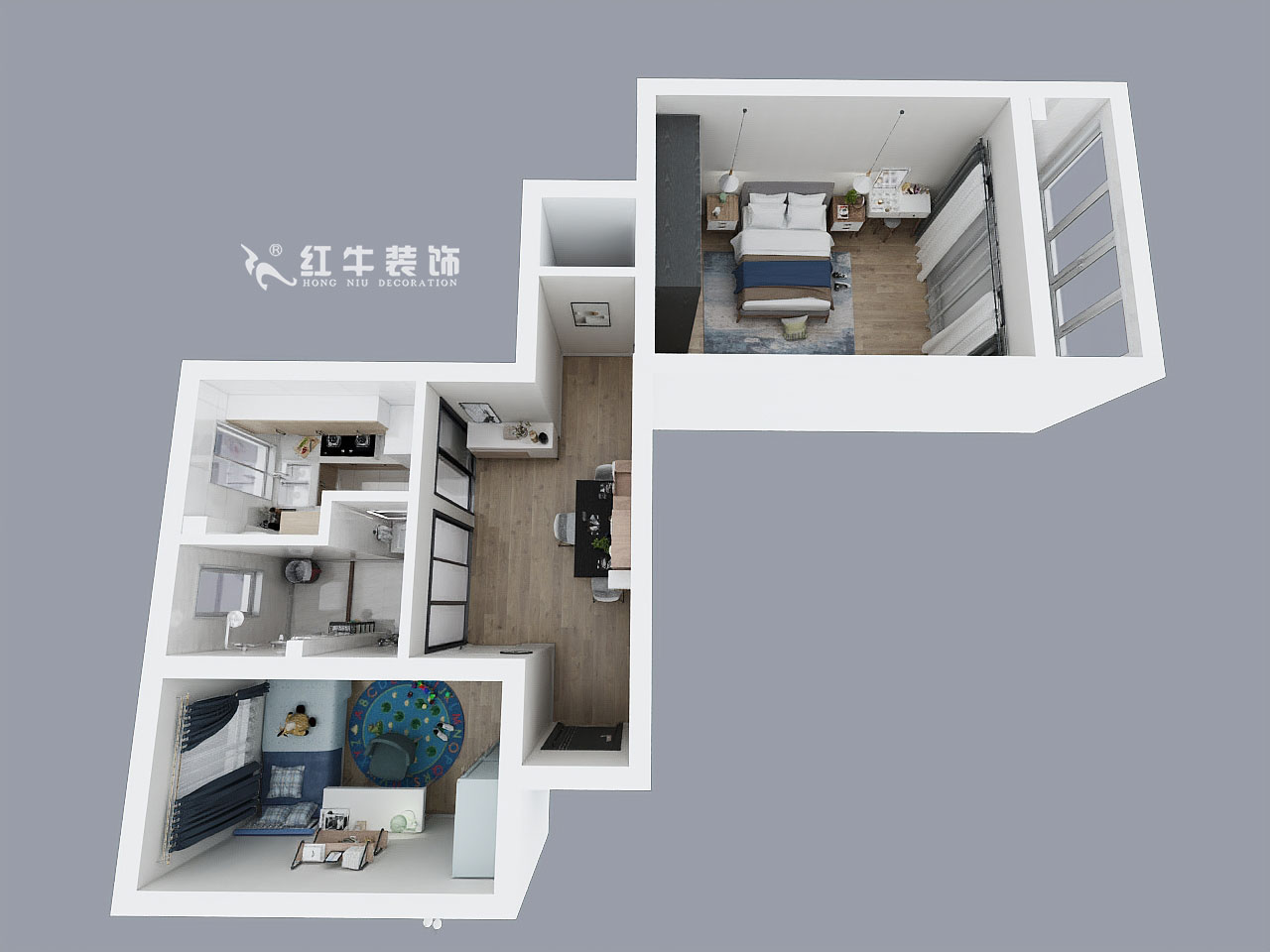 吳波_御河新村15-1-603-60㎡-現代風格_鳥瞰圖