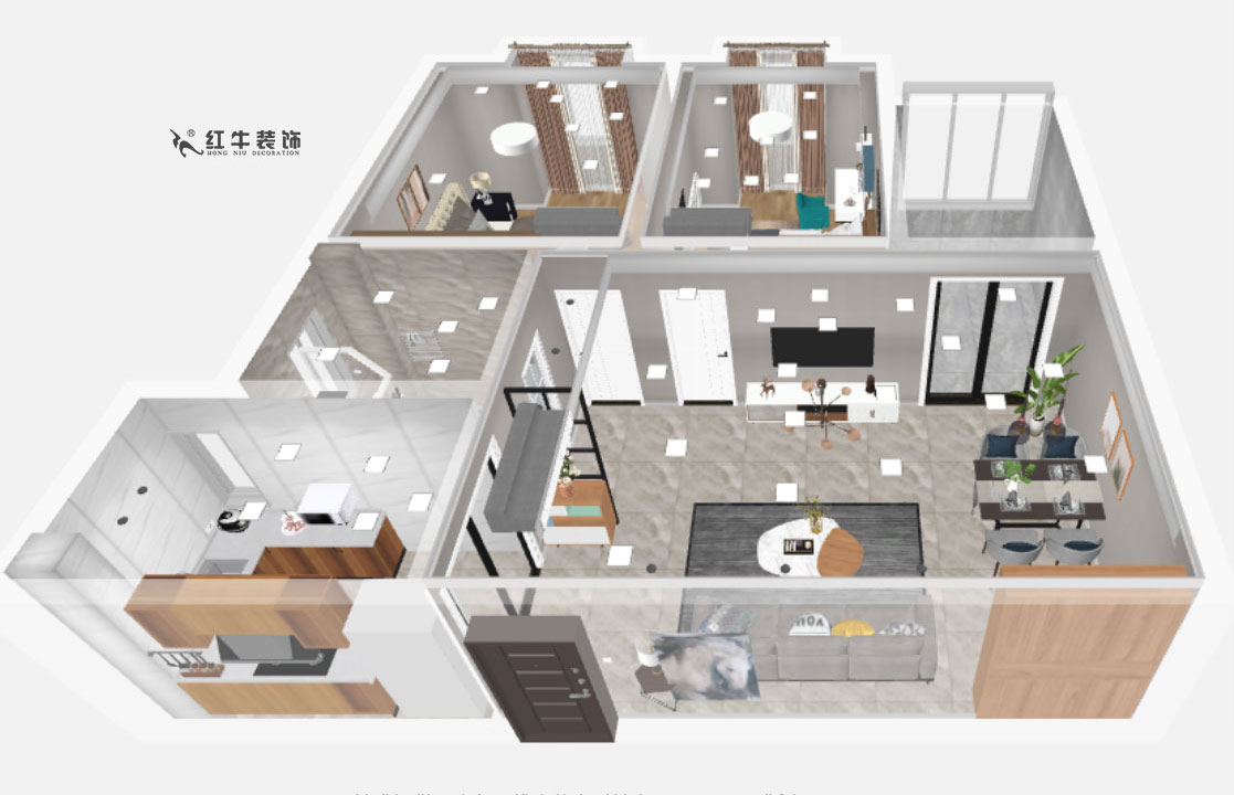 劉曉芳_青桐園12-1507-92㎡-現(xiàn)代風(fēng)格_立體鳥(niǎo)瞰圖