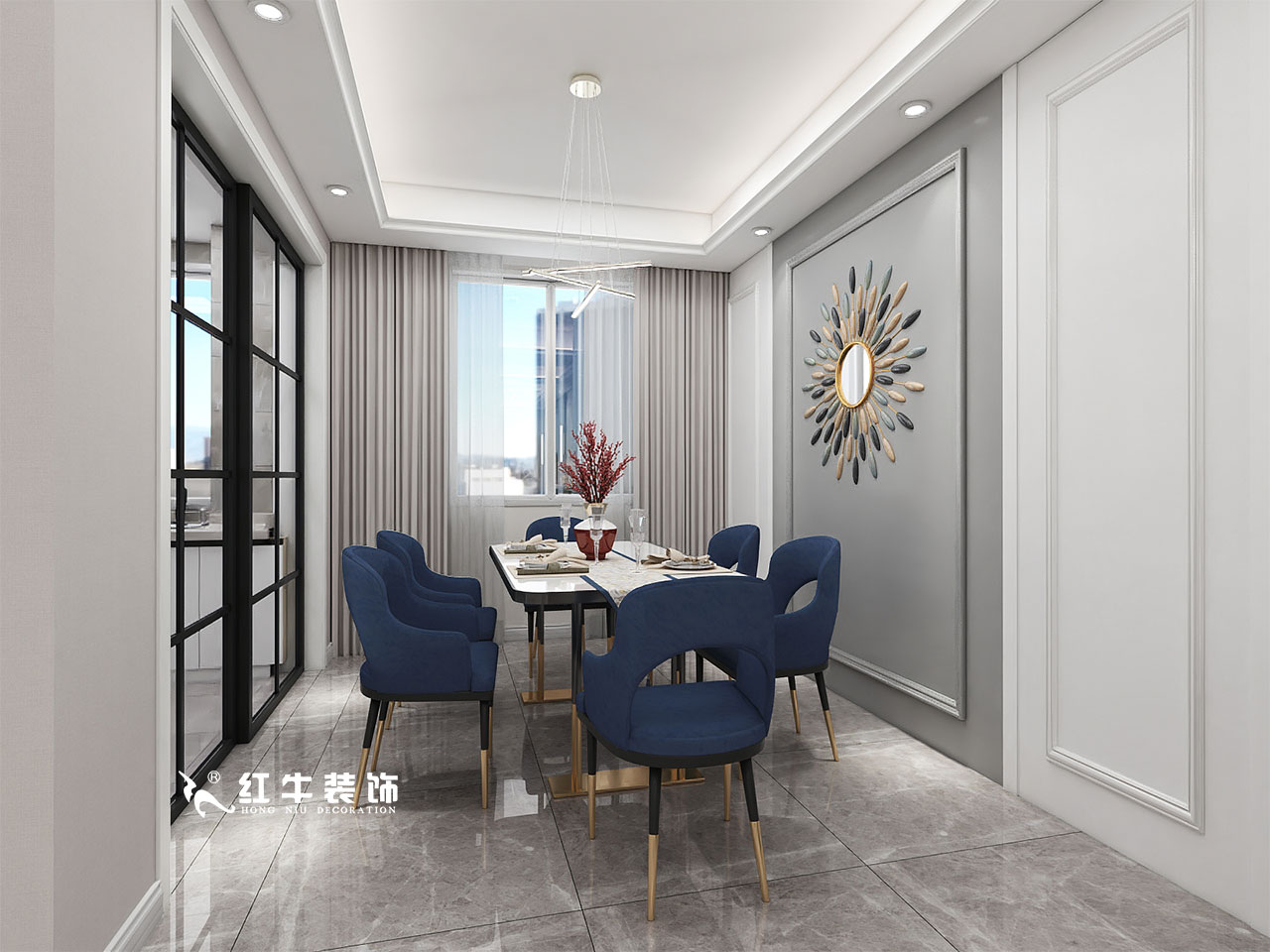 顧娟_金地都會(huì)意境118㎡現(xiàn)代風(fēng)格--弧形沙發(fā)設(shè)計(jì)，獨(dú)特有創(chuàng)意！05餐廳設(shè)計(jì)