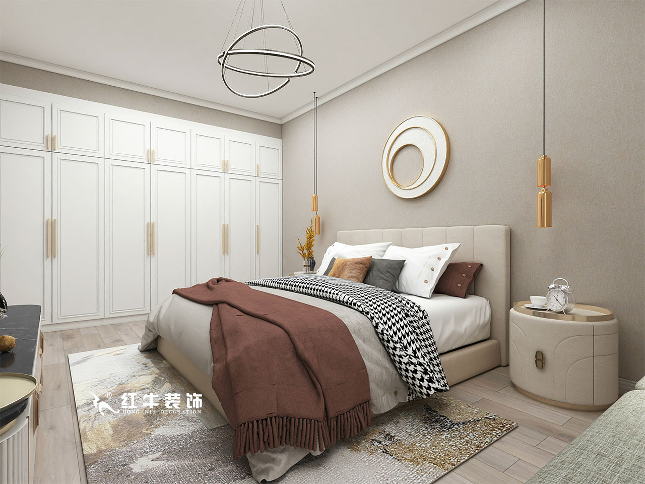 顧娟_金地都會(huì)意境118㎡現(xiàn)代風(fēng)格--弧形沙發(fā)設(shè)計(jì)，獨(dú)特有創(chuàng)意！07主臥設(shè)計(jì)