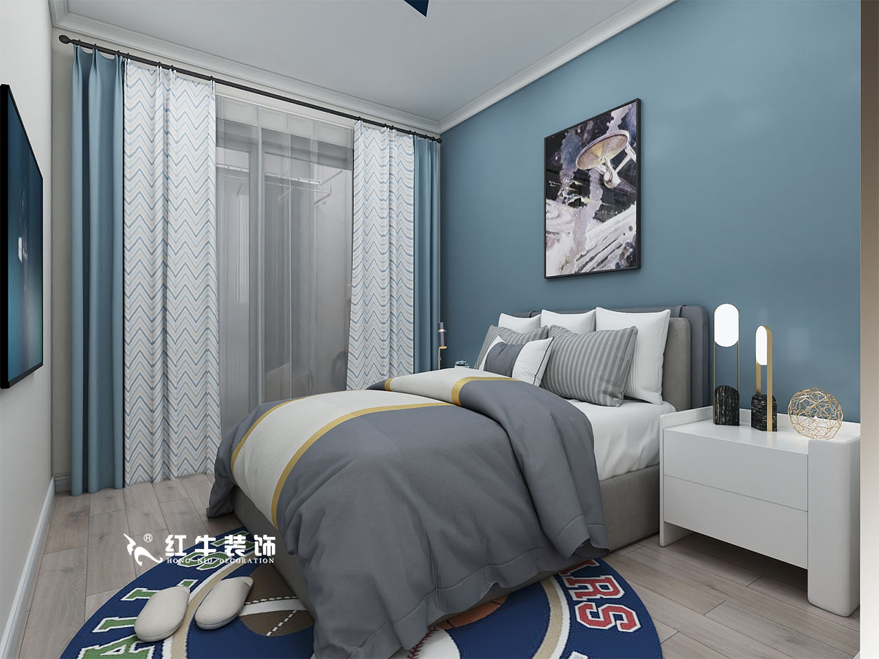 顧娟_金地都會(huì)意境118㎡現(xiàn)代風(fēng)格--弧形沙發(fā)設(shè)計(jì)，獨(dú)特有創(chuàng)意！09客臥設(shè)計(jì)