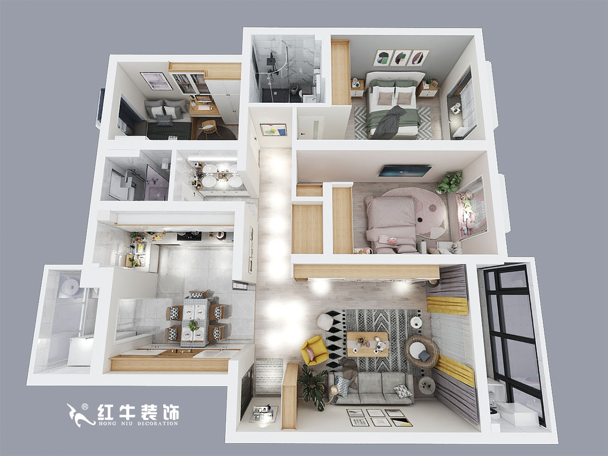 孟憲濤_詠梅山莊倚竹園2-303-120㎡-現(xiàn)代北歐風(fēng)格_鳥(niǎo)瞰圖