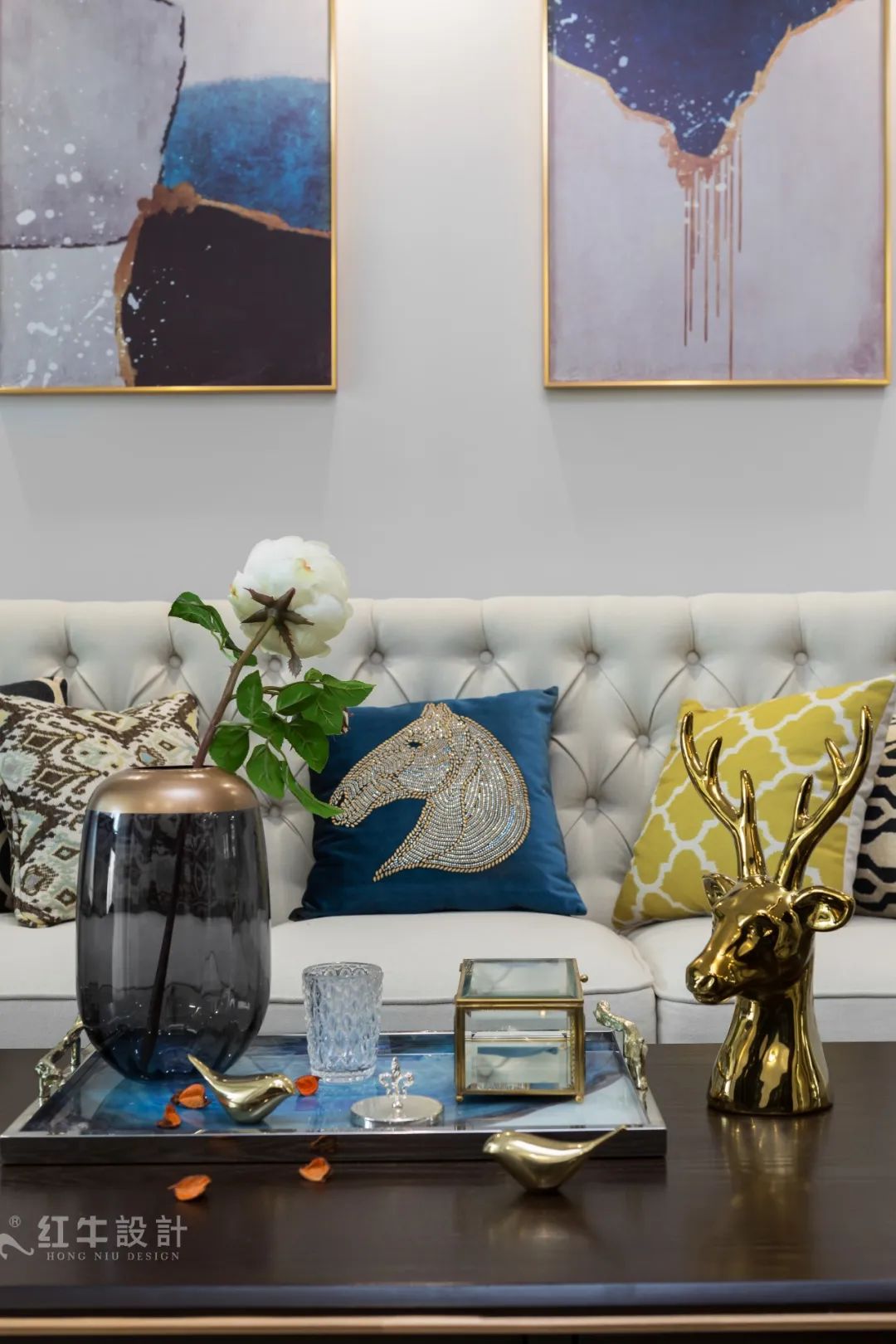 85后夫婦的美式輕奢家，起名“海藍(lán)之謎”！03客廳