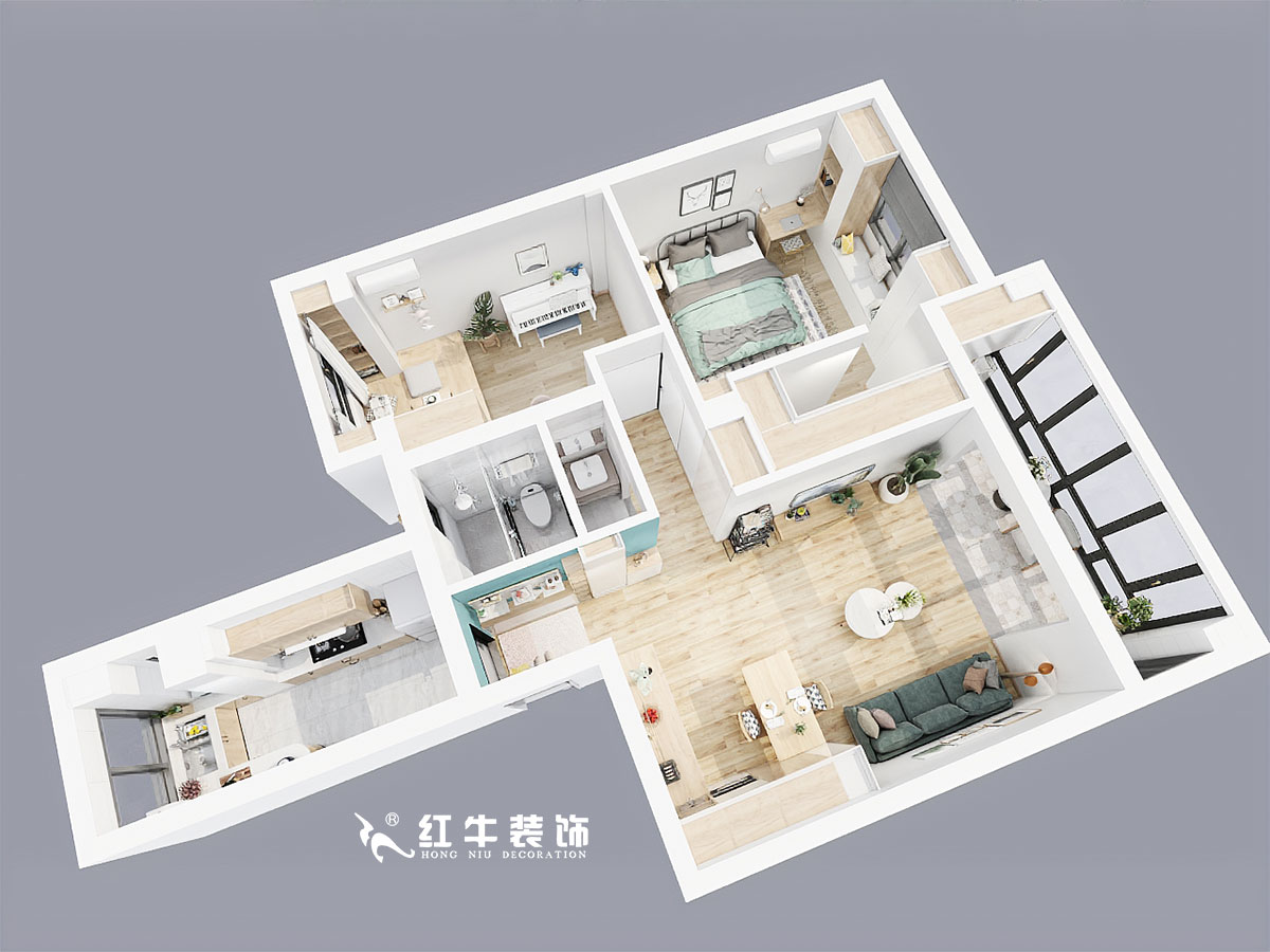 魏利利_市政天元城花語(yǔ)座13-303-85㎡-現(xiàn)代簡(jiǎn)約00鳥(niǎo)瞰圖