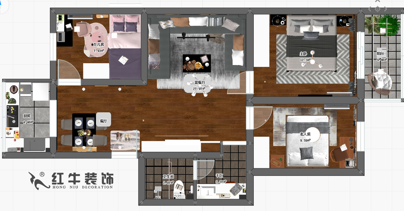 朱彥_羅廊巷2號(hào)2-2-701-90㎡-簡(jiǎn)約風(fēng)格00彩平圖