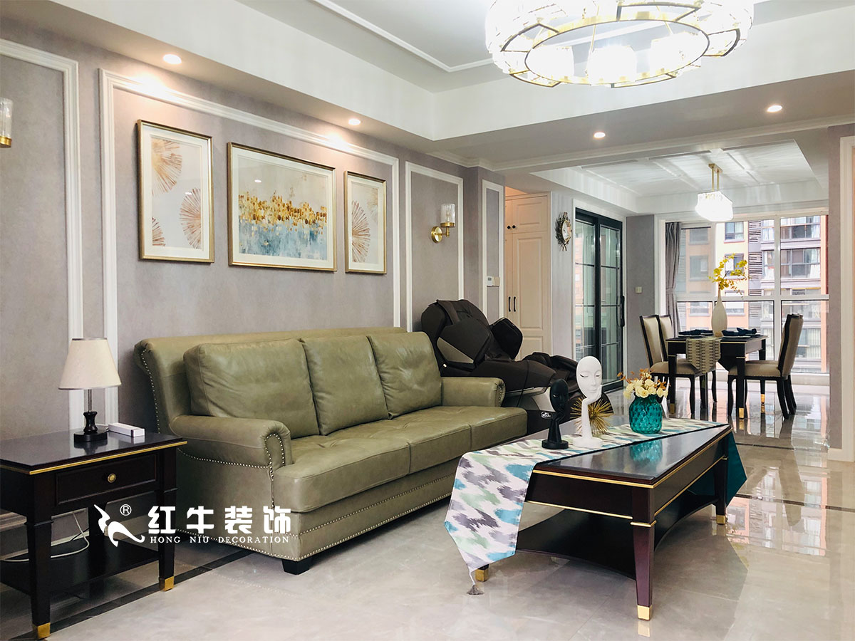 【實(shí)景案例】張智猿_紫金未來城-140㎡-美式輕奢風(fēng)格_全包20萬02客廳2