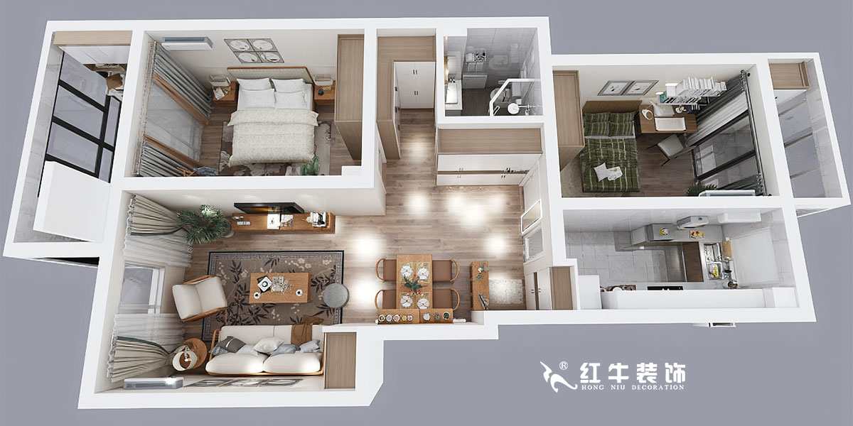 劉小勇_東郊美樹苑6-202-100㎡-現(xiàn)代簡約風(fēng)格_2室1衛(wèi)_成品家¥15萬00鳥瞰圖