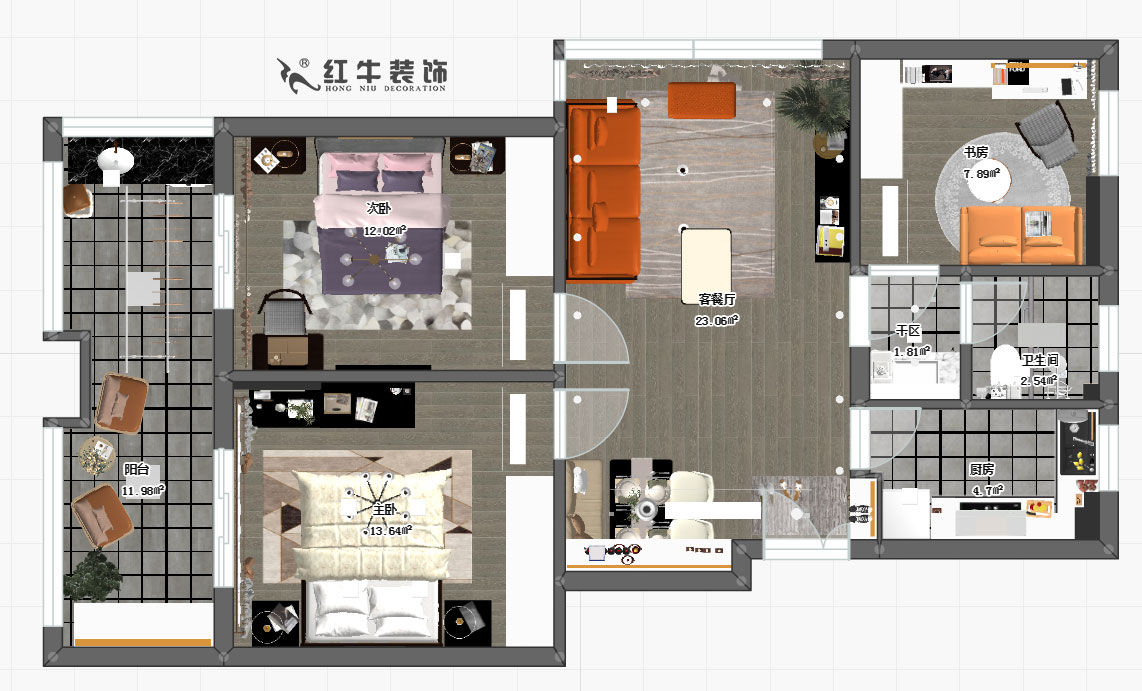 仇美蓉_朗詩萬都玲瓏樾3-4-408-92㎡-現(xiàn)代風(fēng)格_3室2廳1衛(wèi)_定制家¥123952→00彩平圖