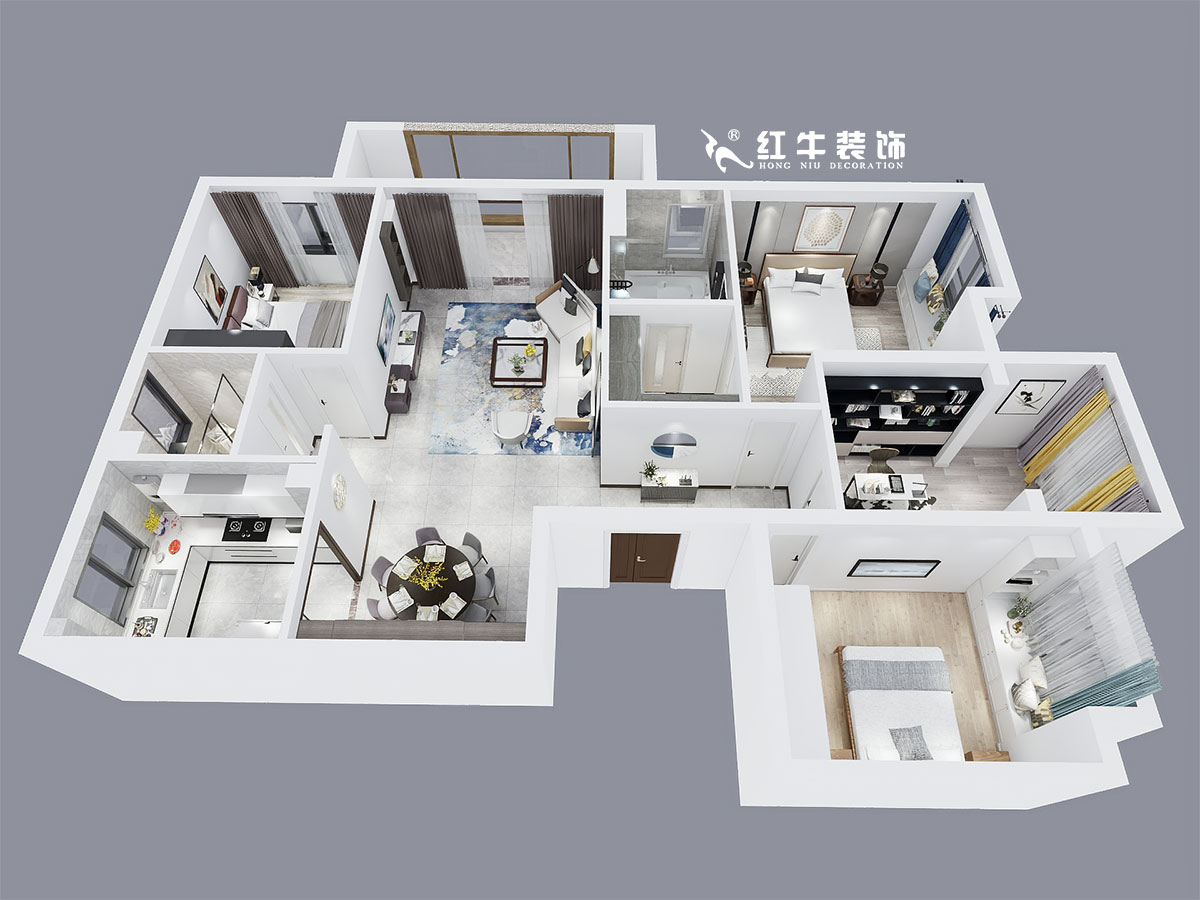 顧娟_新亭蘭苑1-604-148㎡-現(xiàn)代風(fēng)格_4室2廳2衛(wèi)(老房裝修)_定制家¥165000_全包21萬00鳥瞰圖