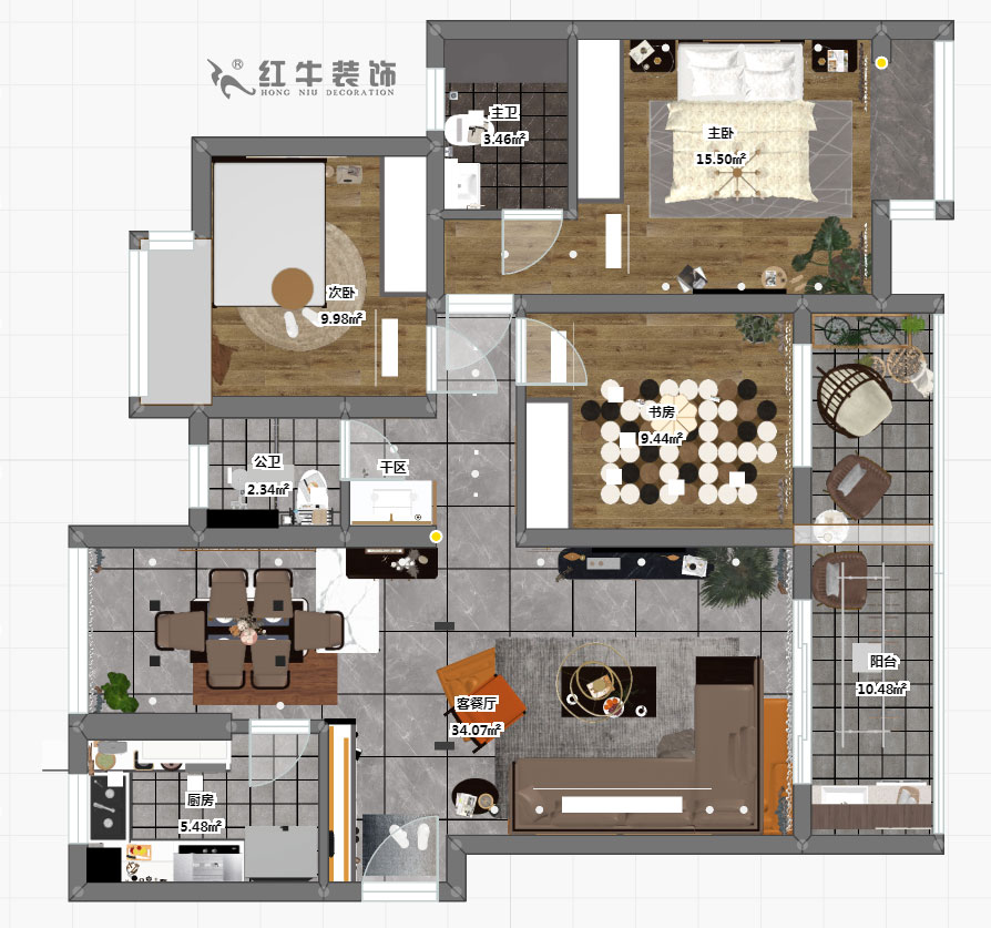吳波_萊蒙水榭陽光10-1-901-107㎡-現(xiàn)代輕奢風格_3室2廳2衛(wèi)（老房裝修）_成品家￥168676_全包16