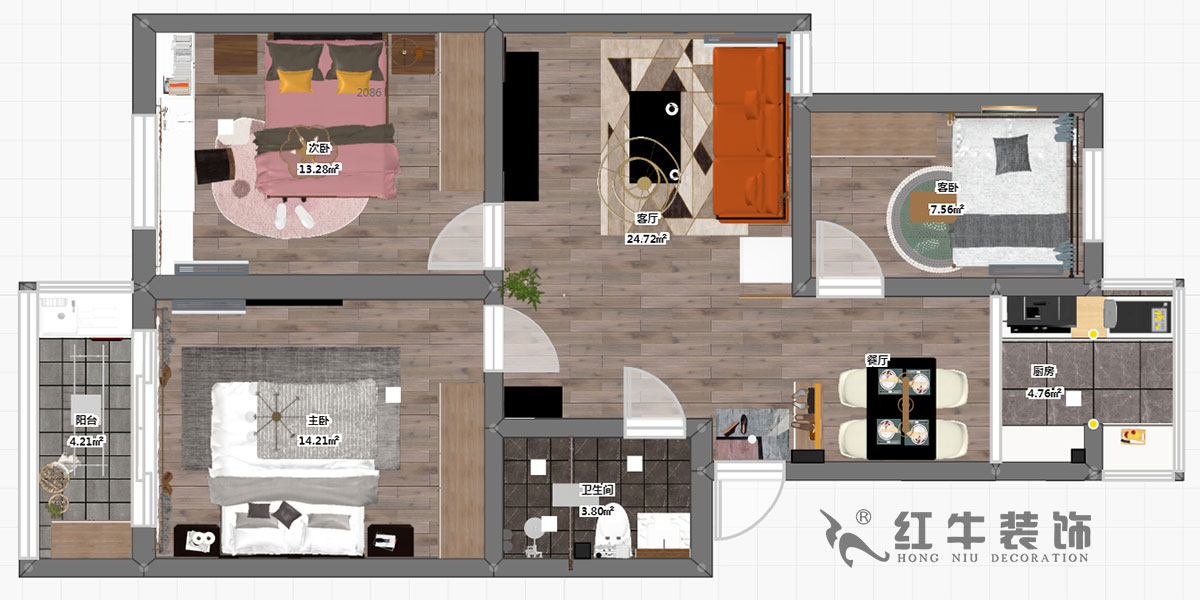 劉萍萍_寧西公寓2-404-90㎡-現(xiàn)代風格_3室2廳1衛(wèi)(老房裝修)_成品家¥108140_全包10