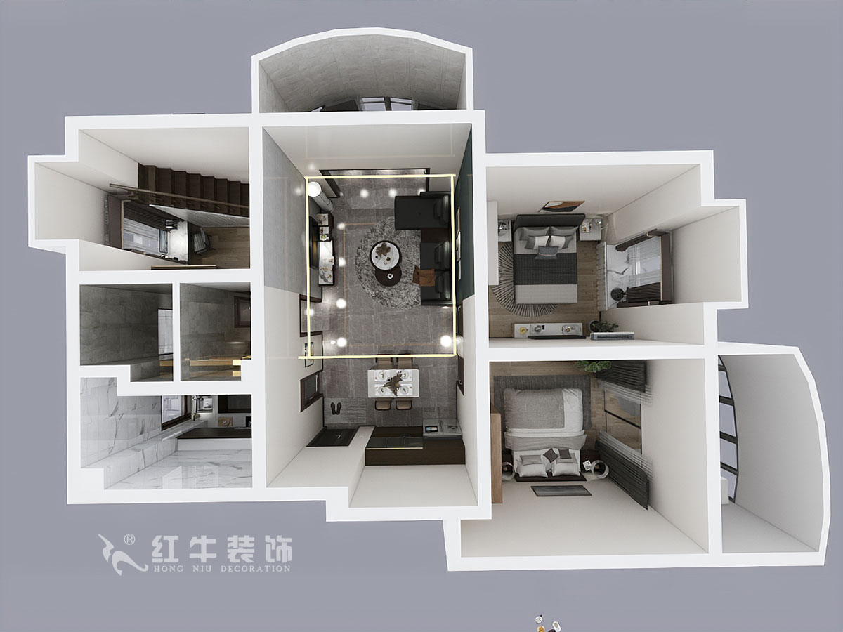 郭志成_墨香山莊25-1101-197㎡-輕奢簡美風(fēng)格_5室3廳2衛(wèi)(老房裝修)_定制家¥260180_全包26萬00_07鳥瞰圖1樓