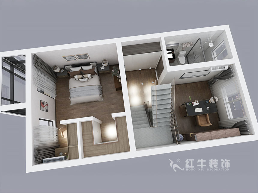 陸利民_香地美舍602-156㎡-新中式風(fēng)格_5室2廳3衛(wèi)(新房裝修)_定制家¥208000_全包25萬00_14二樓鳥瞰圖