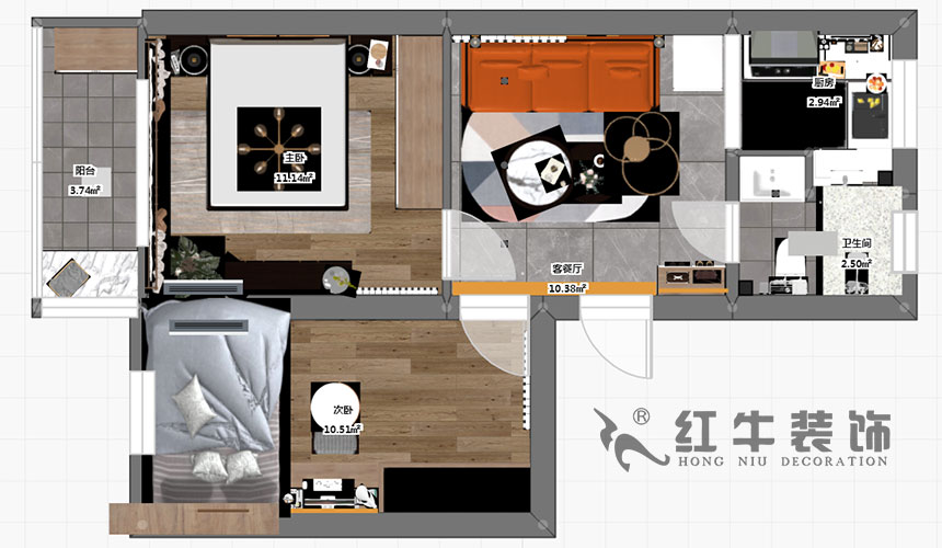 孟憲濤_北秀村22號(hào)3-702-60㎡-現(xiàn)代風(fēng)格_2室1廳1衛(wèi)(二手房裝修)_定制家¥89500_全包9萬00_03彩平圖