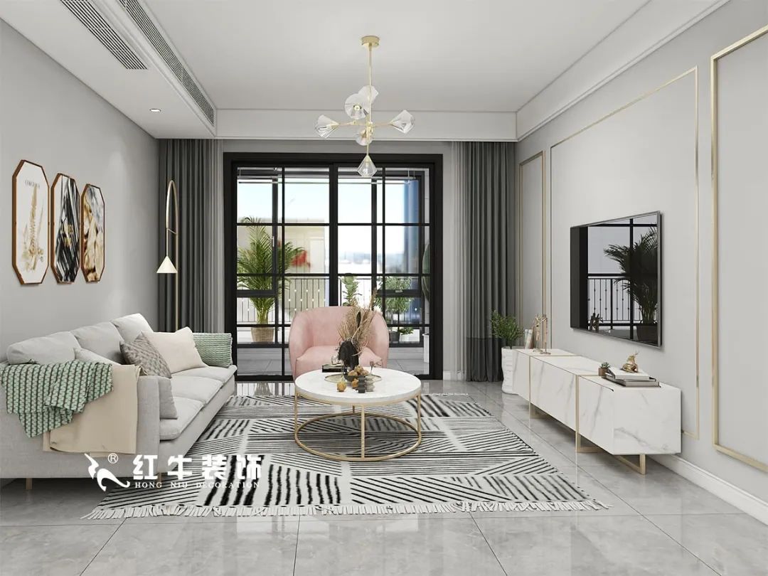 劉萍萍_仙龍灣山莊90㎡輕奢風格｜加入一點金屬線條，這個家高級又溫柔！01