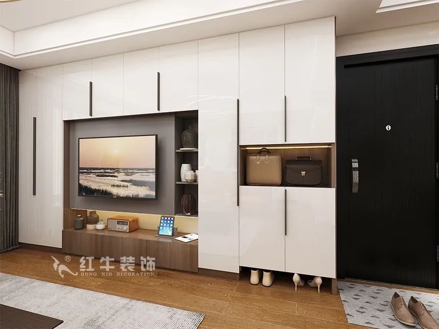 沙發(fā)不要靠墻，這樣設(shè)計(jì)才夠別致?。櫨阓東城水岸115㎡現(xiàn)代風(fēng)格_3室2廳1衛(wèi)_舊房裝修_全包17萬(wàn)）05