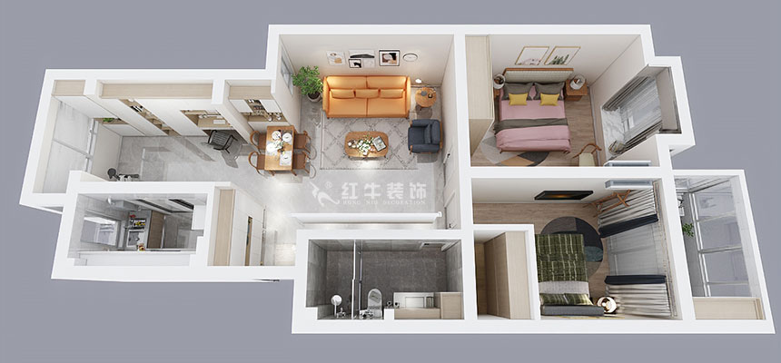 魏明花_標(biāo)營(yíng)4號(hào)17-2-203-94㎡-現(xiàn)代簡(jiǎn)約風(fēng)格_2室2廳1衛(wèi)(二手房裝修)_成品家¥134154_全包13