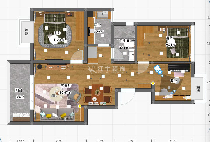 陸利民_紅豆香江華庭5-2-104-87㎡-現(xiàn)代風(fēng)格_3室2廳1衛(wèi)(新房裝修)_定制家¥114000_全包12萬00_03彩平圖