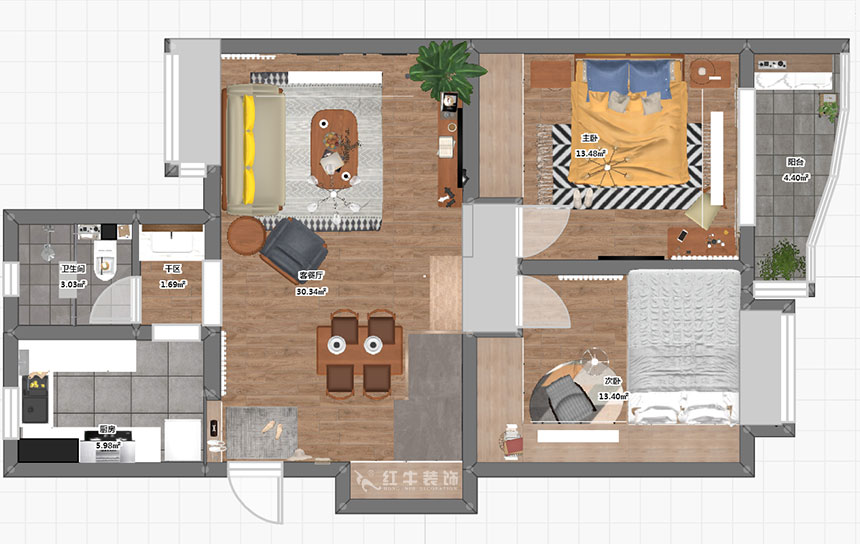 劉萍萍_楓丹白露10-101-87㎡-北歐風格_2室2廳1衛(wèi)(老房裝修)_定制家¥127380_全包12