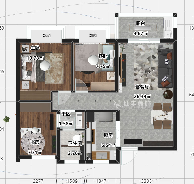 劉曉芳_風華府5-2103-87㎡-現(xiàn)代風格_3室2廳1衛(wèi)(新房裝修)_成品家¥112000_全包11