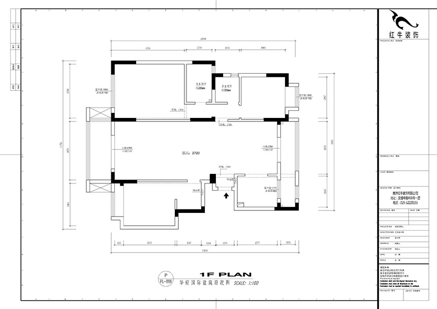 魏明花_華府國際8-1-801-142㎡-美式風(fēng)格_3室2廳1衛(wèi)(毛坯房裝修)_定制家¥206480_全包20萬00_01華府國際8-1-801建筑原況圖-Model