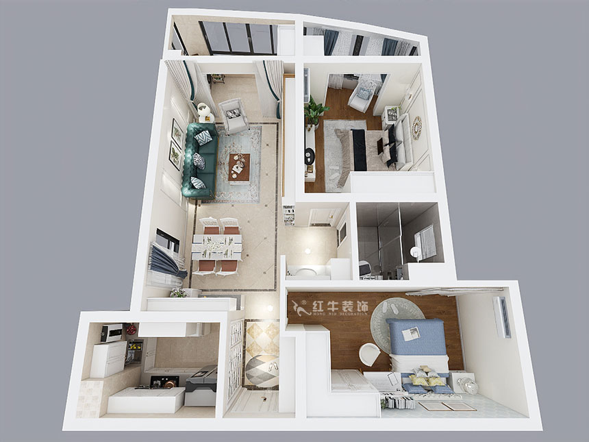 熊皓宇_海德衛(wèi)城2-3-2202-100㎡-簡(jiǎn)約歐式風(fēng)格_2室2廳1衛(wèi)（老房翻新）_成品家￥144000_全包14萬(wàn)00_04鳥(niǎo)瞰圖