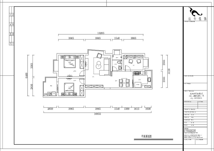 熊皓宇_東城水岸6-B-204-100㎡-現(xiàn)代簡約風格_3室2廳1衛(wèi)（老房翻新）_成品家￥165270_全包14萬00_02平面布置圖