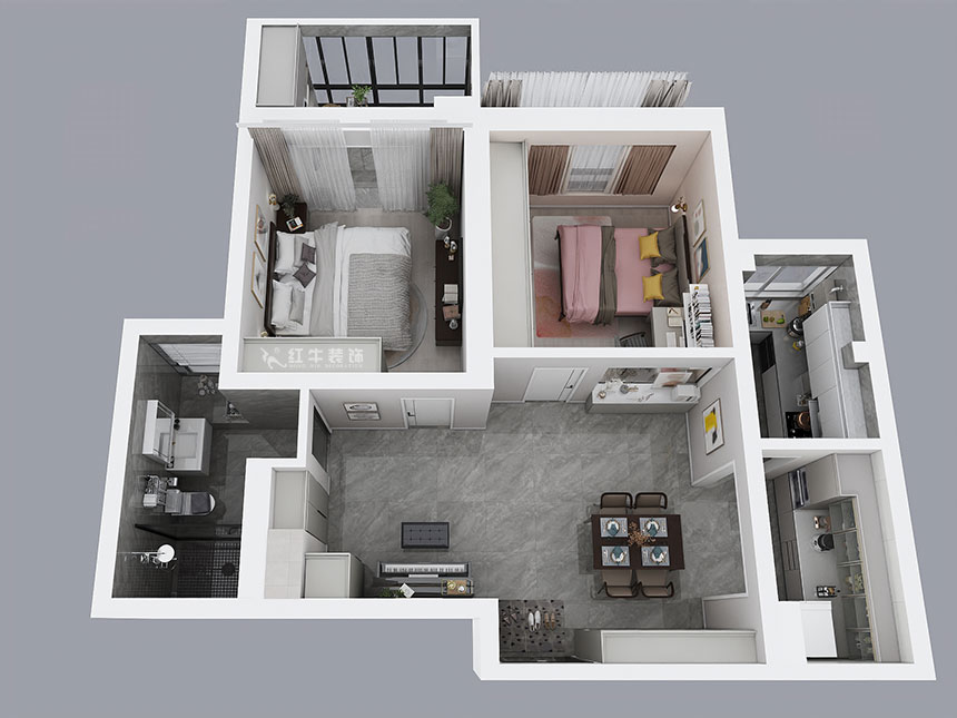 熊皓宇|世茂濱江新城3-1-2102-90㎡-現(xiàn)代簡(jiǎn)約風(fēng)格|2室2廳1衛(wèi)|老房翻新|成品家¥148100|全包12萬(wàn)|00_04鳥瞰圖